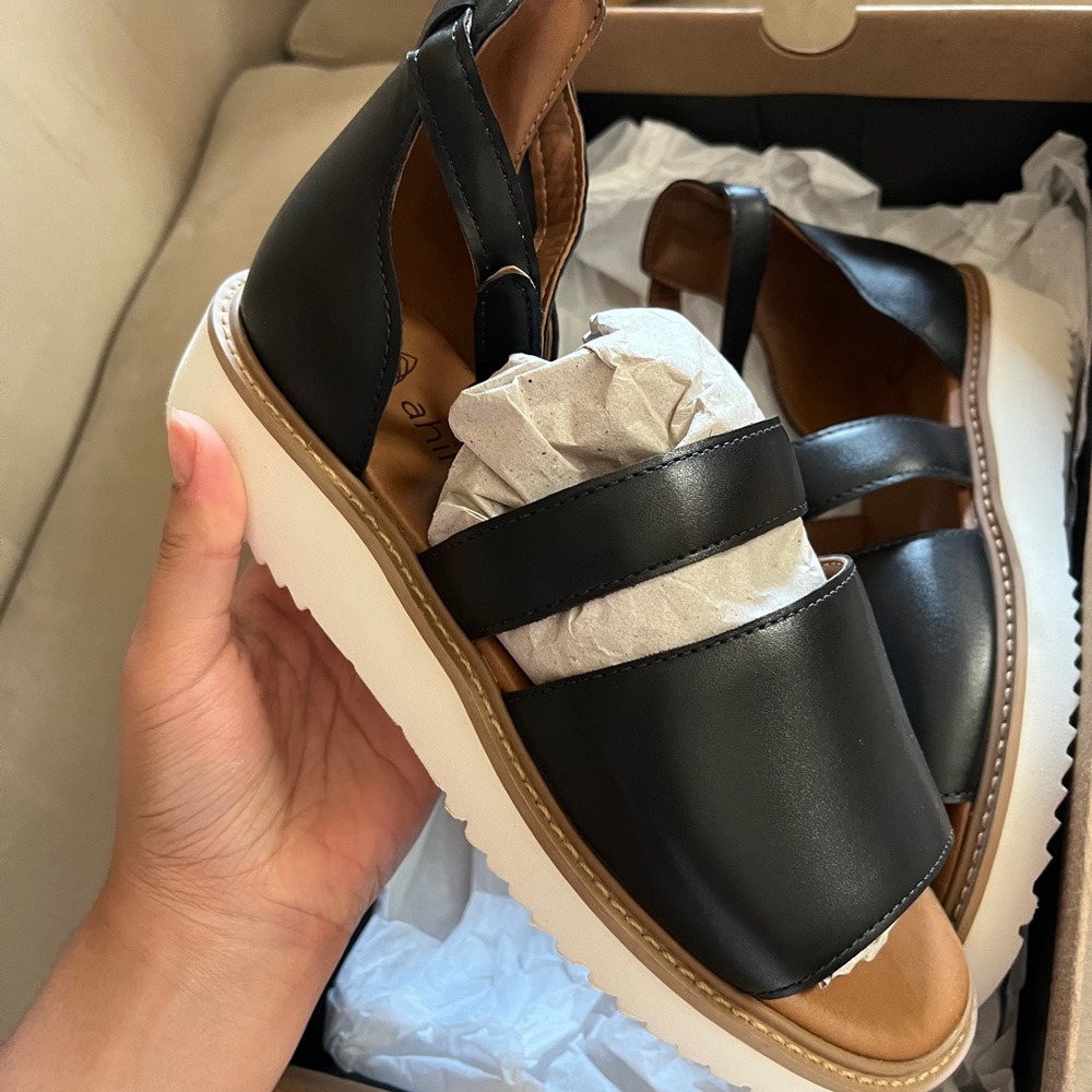 Brand New Ahimsa Vegan Black Sandals